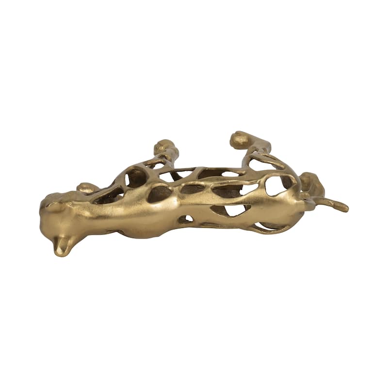 Fierce Lioness Sculpture Figurine - 14", Gold - 14" x 4" x 8"