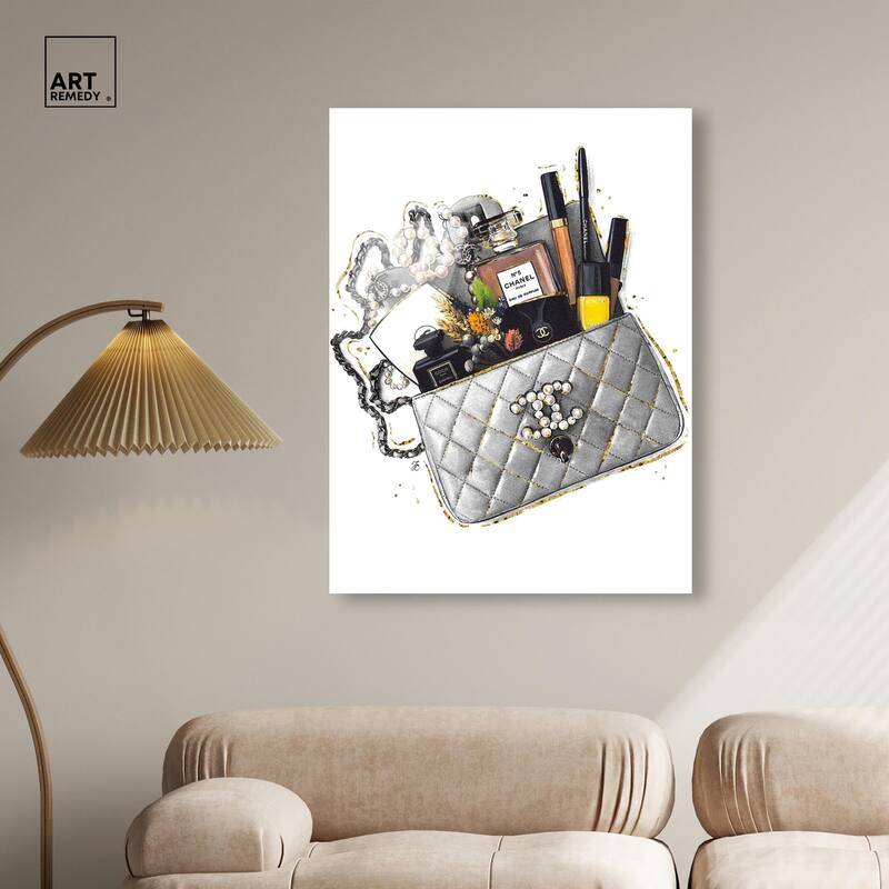 Grey Treasure Bag Acrylic by Art Remedy, Ready to Hang