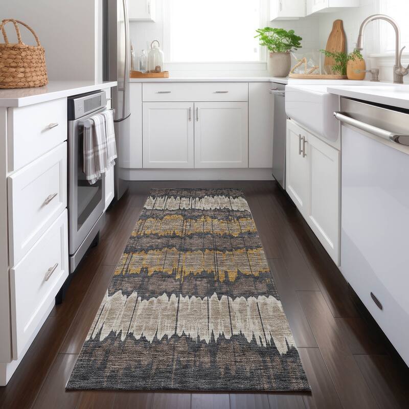 Machine Washable Indoor/ Outdoor Chantille Abstract Ombre Rug