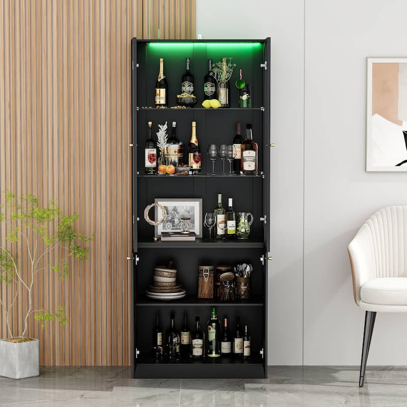 LED Glass Display Cabinet with Aluminum Alloy Frame Glass Door Showcase Wine Storage Cabinet