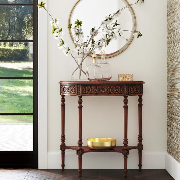slide 2 of 20, Danelle Demilune 30" Console Table Cherry