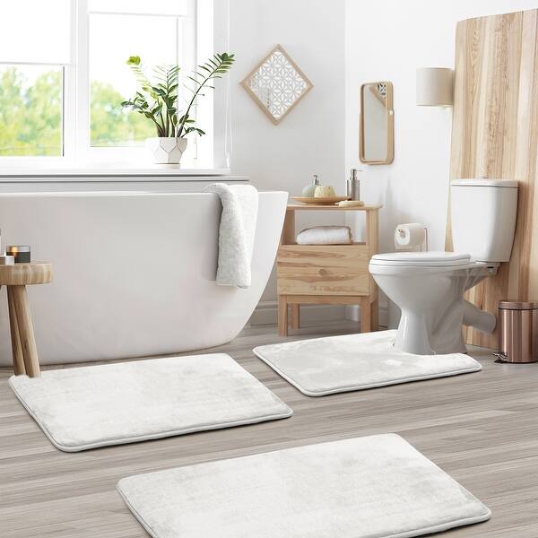 Shop Non Slip Memory Foam Bath Rug 3 Pack Set Small Large Contour Rug Overstock 27190216