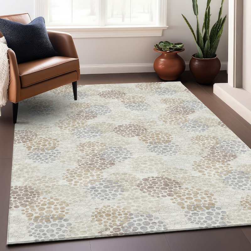 Premium Washable Super Soft Contemporary Clusters Mayfield Rug - Ivory - 3' x 5'