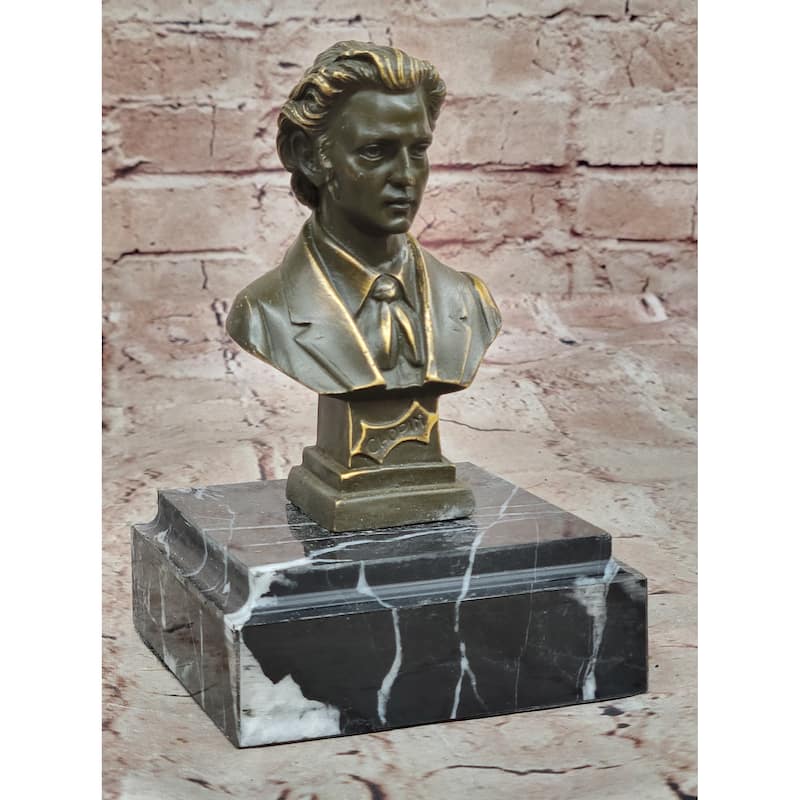 Frédéric Chopin Bronze Bust Sculpture - Romantic Composer Music Art
