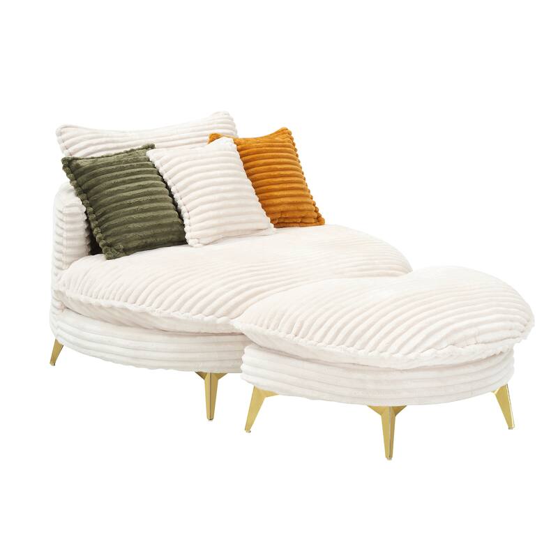 65-Inch Corduroy Sofa with Matching Pillows for Small Spaces