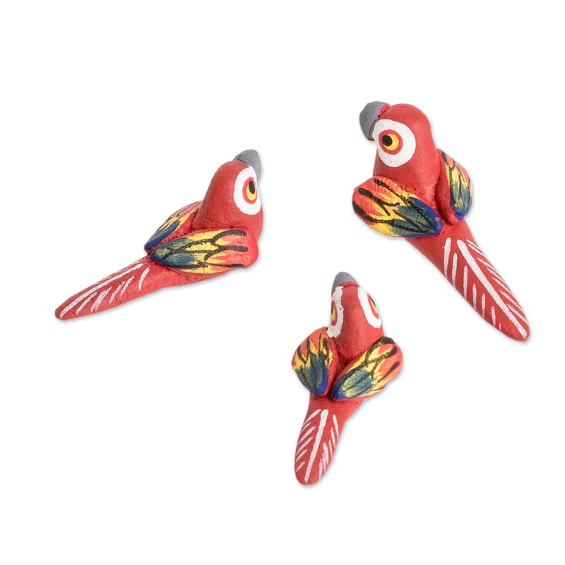 Novica Handmade Macaw Reunion Ceramic Figurines (Set Of 3)