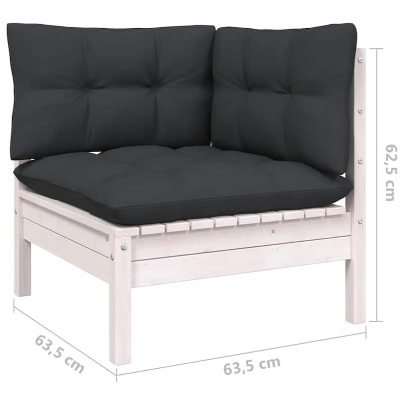 vidaXL Solid Pinewood Patio Lounge Set 10 Piece with Cushions Multi Colors - 25" x 25" x 24.6"