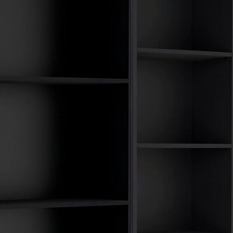 HomeRoots Set of Two Black Wood Multi Tier Bookcases