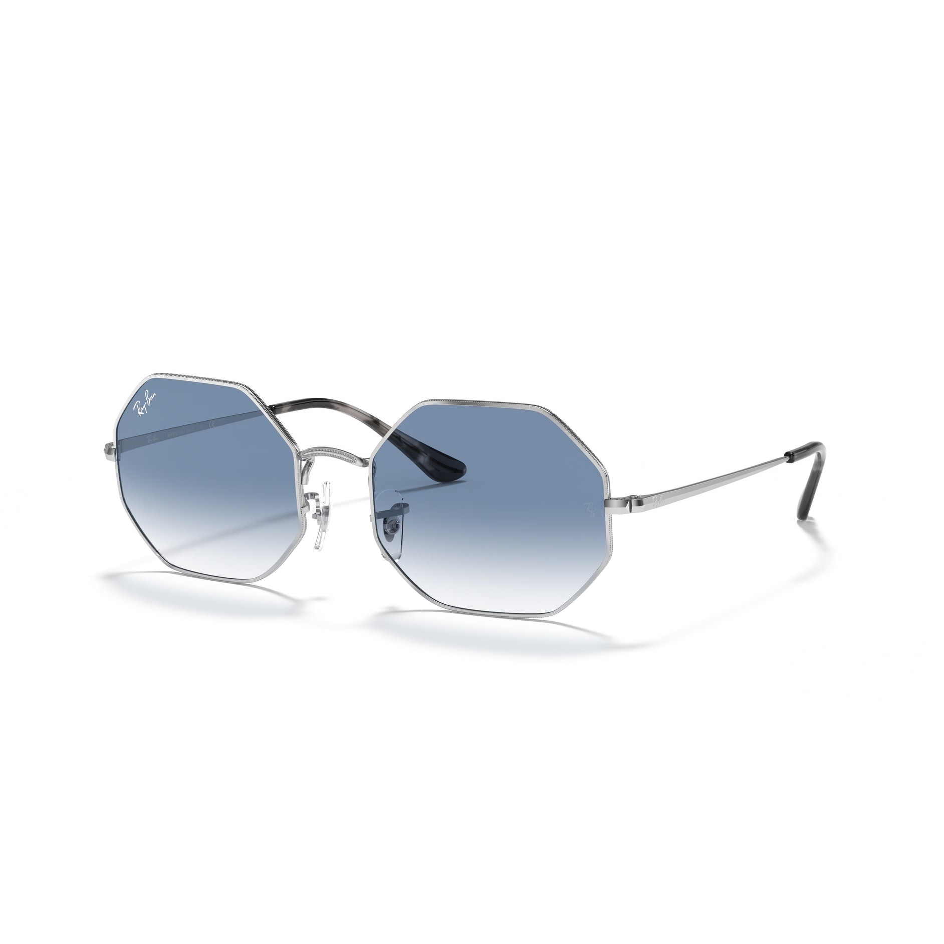 Ray-Ban Silver Frame Sunglasses with Blue Gradient Lenses and Brown Temples Ray-Ban Aviator Gradient M (55 - 14) with Blue lenses and  main image 4