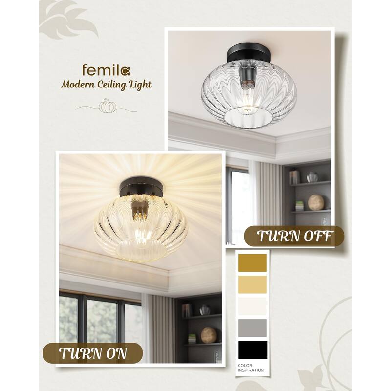 10.3" Dome Glass Flush Mount Modern Ceiling Light