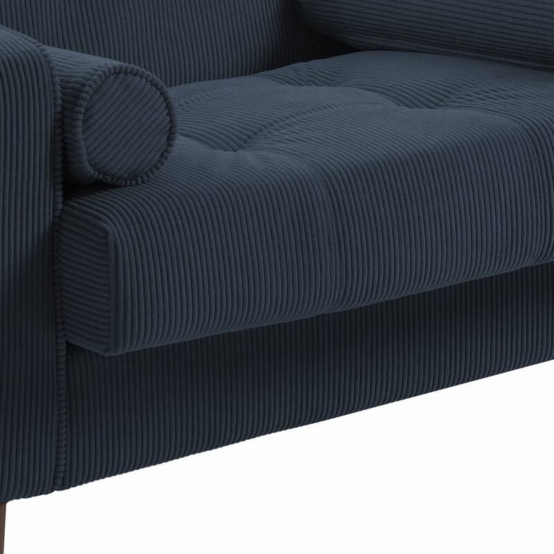 Modern Upholstered Accent Chairs, Corduroy Wide Armchairs For Living Room