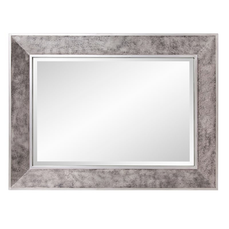 Allan Andrews Rectangular Iron Framed Wall Mirror with Mottled Silver Finish - 40"H x 30"W