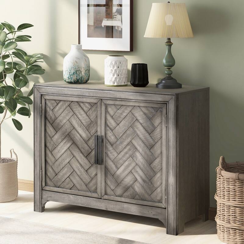 40"Modern Cabinets with Unique Design Doors with 1 Adjustable Shelves,Suitable for Multiple Rooms