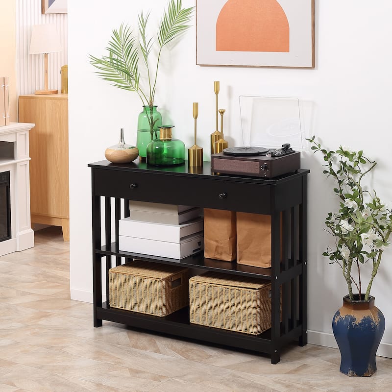 Console Hallway Table with Extra Wide Pull Out Drawer