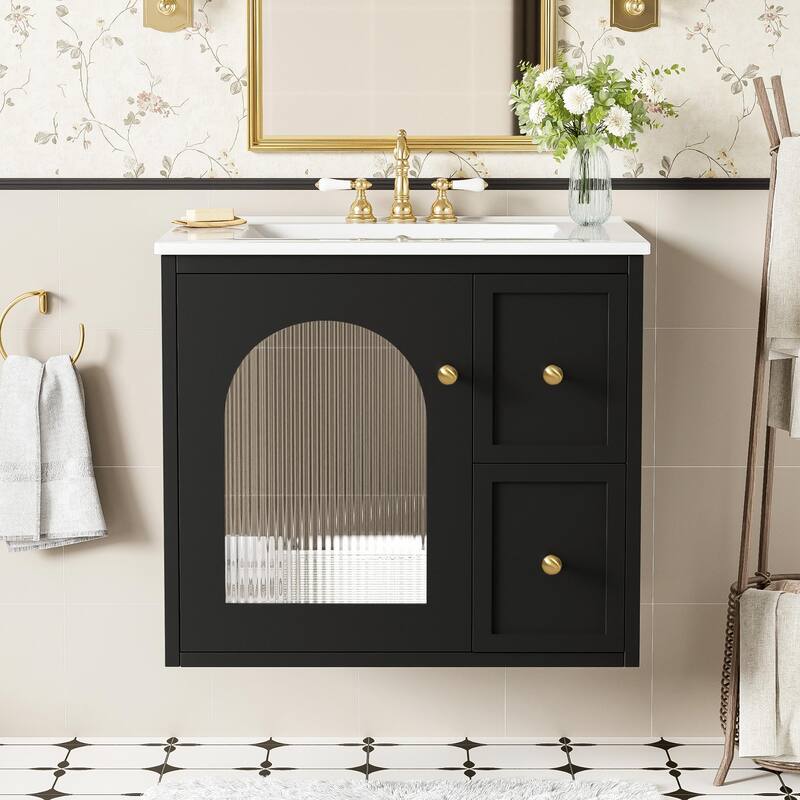 24" Bathroom Vanity Set Wall Mounted for Small Space