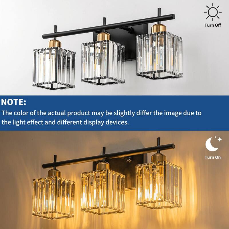 Starsky 3/4-Light Modern Dimmable Bathroom Crystal Vanity Light Wall Sconces with Crystal Shade