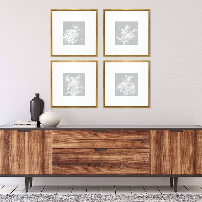 Echinacea S/4 Framed Art Giclee Under Glass - Blue