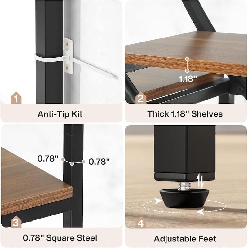 70.87'' Tall Bookshelf with Open Shelf, 9-Tier Industrial Etagere Bookcase