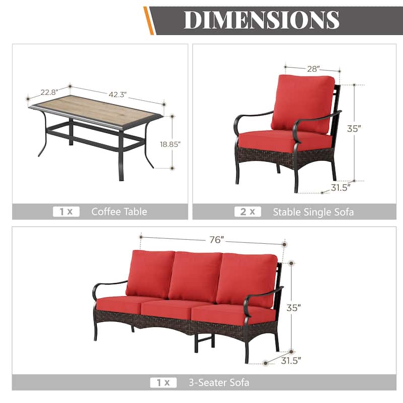 MAISON ARTS 4-Piece Rattan Wicker Patio Furniture Set with Swivel Chairs, Metal Frame & Coffee Table for Outdoor Spaces