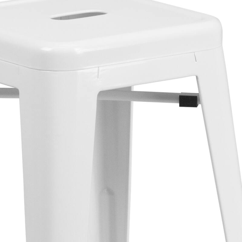 24" High Backless Metal Indoor-Outdoor Counter Height Stool w/Square Seat