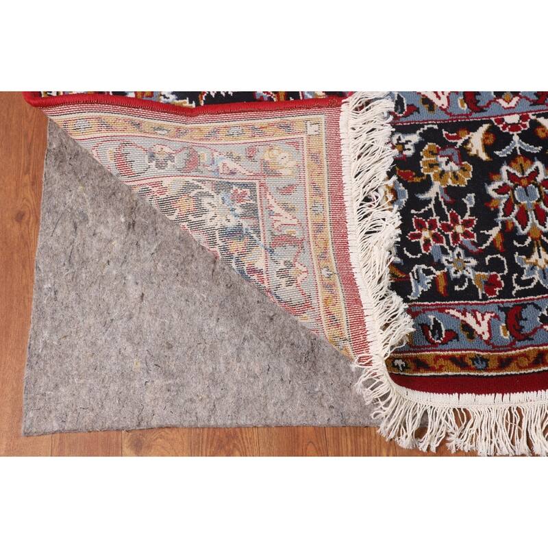 Traditional Red Kashan Turkish Area Rug Floral Machine-Made Carpet - 9'8" x 12'9"