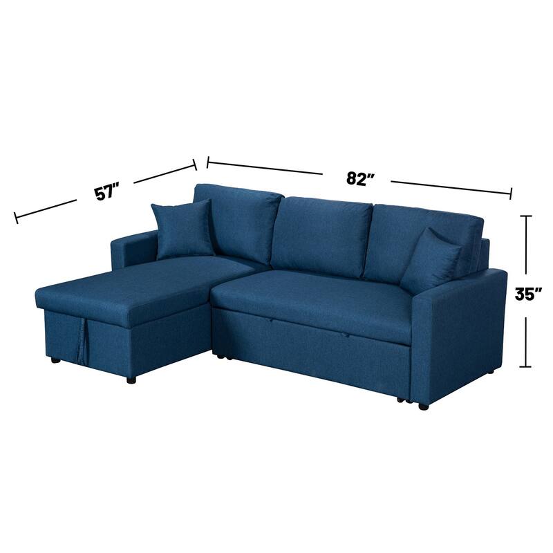 Upholstered Sleeper Sectional Sofa with Storage Chaise