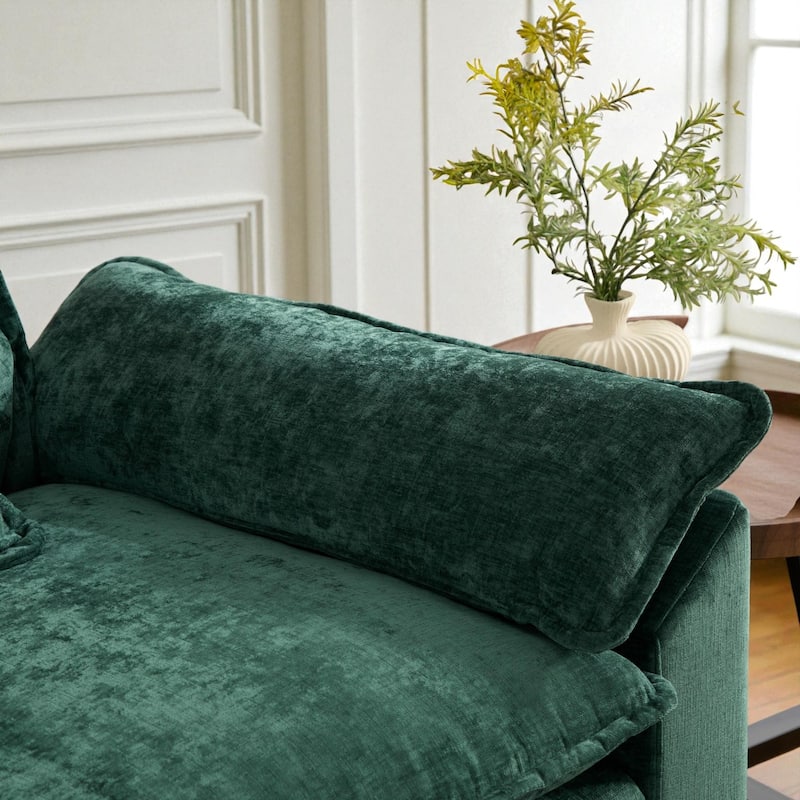 Modern Chenille Loveseat with Wide Armrests, Modular Small Couch for Living Room & Apartment, Double-Layer Cushion Comfort