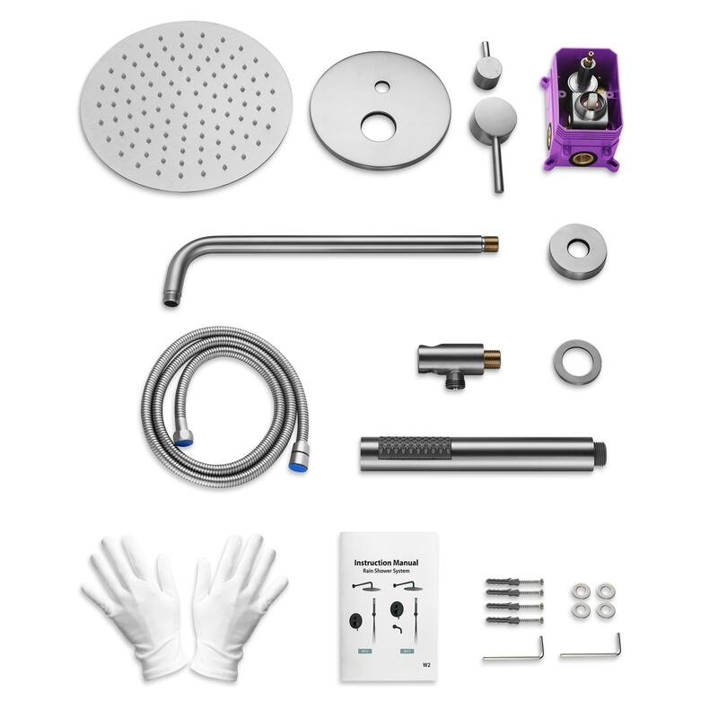 GRANDJOY Wall Mounted Shower System 10" Rainfall Shower Head with Handheld Spray