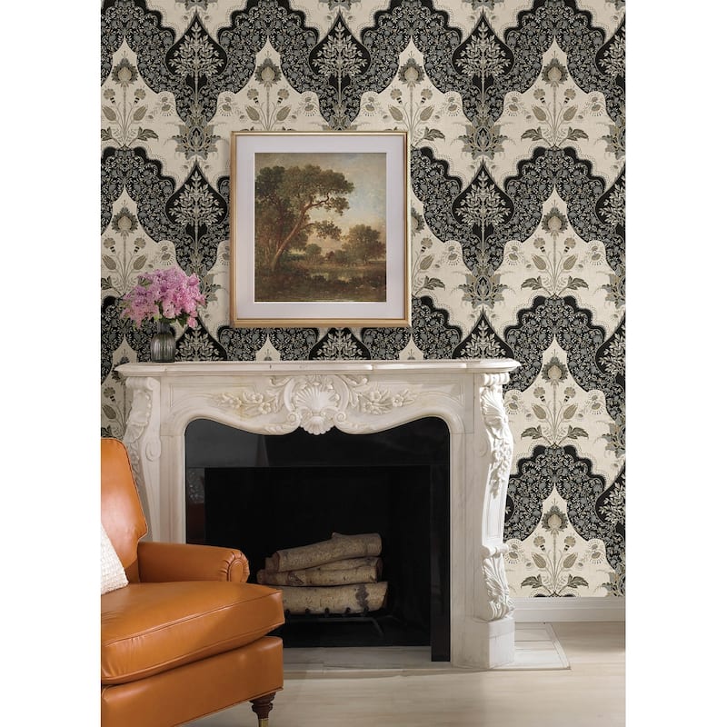 A-Street Prints Auden Black Floral Grandeur Wallpaper