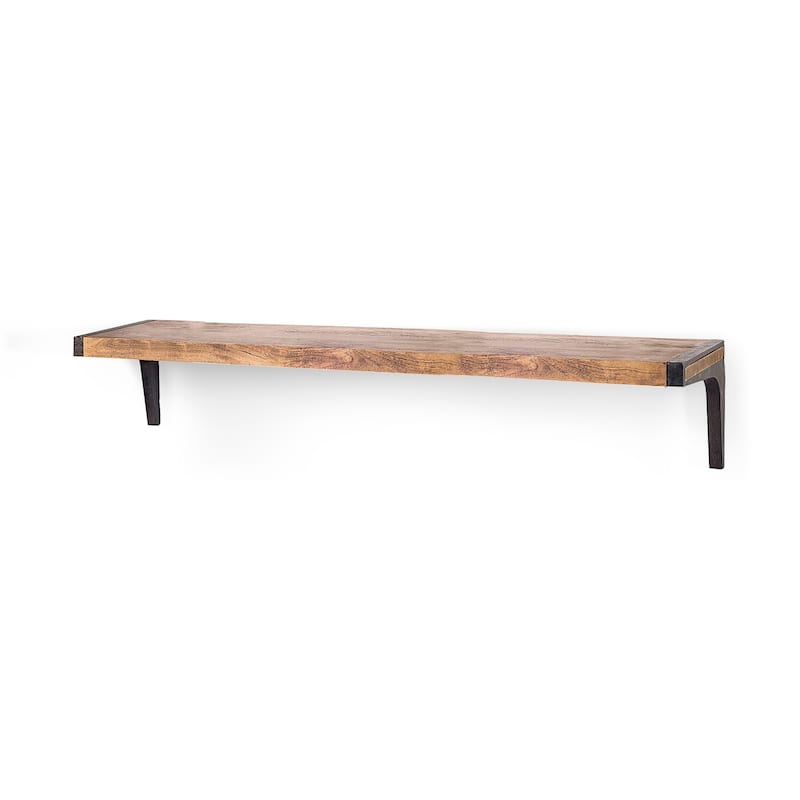 Dion Brown Wood With Black Metal Wall Shelf (58") - 58.0L x 11.0W x 11.0H - 58.0L x 11.0W x 11.0H