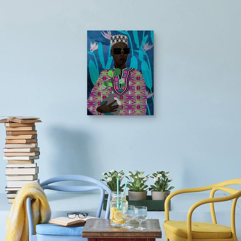King Pop with Plant by Nikki Chu Canvas Art Print