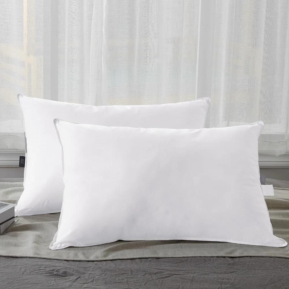 Medium-Firm Premium Down Fiber Bed Pillows Set of 2 with 100% Cotton Cover