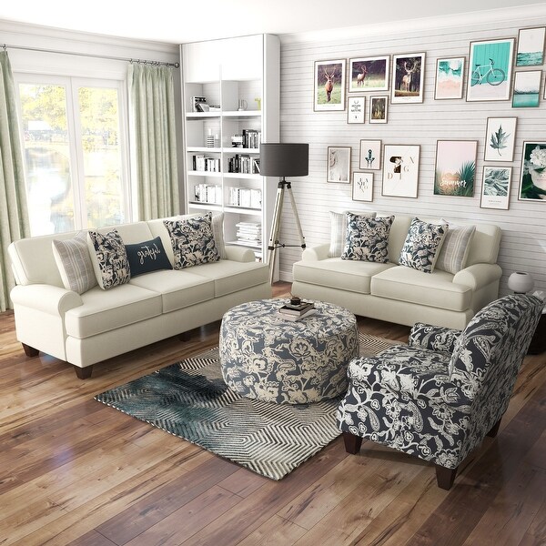 Floral chair and ottoman sales