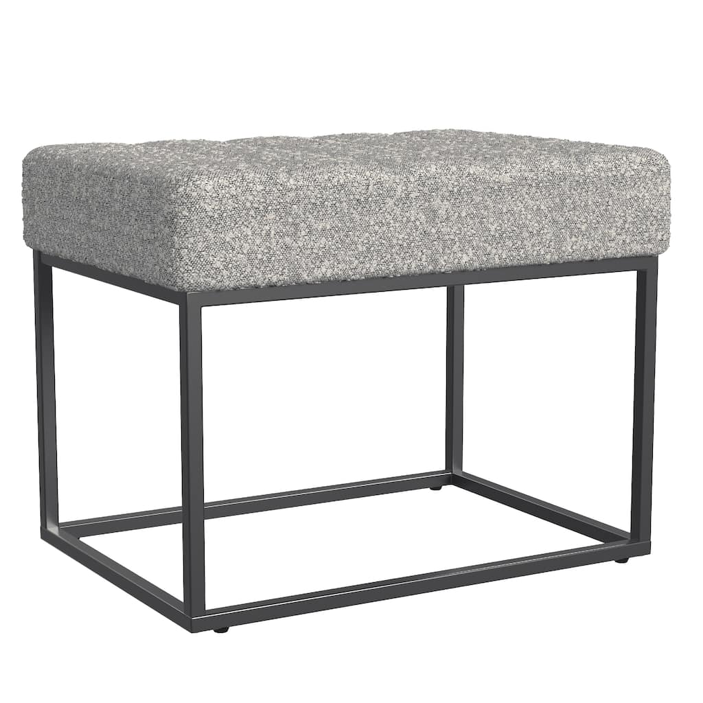 Kai Ottoman Footstool, Heather Gray Yarn Cream Boucle, Black, 22 Inch