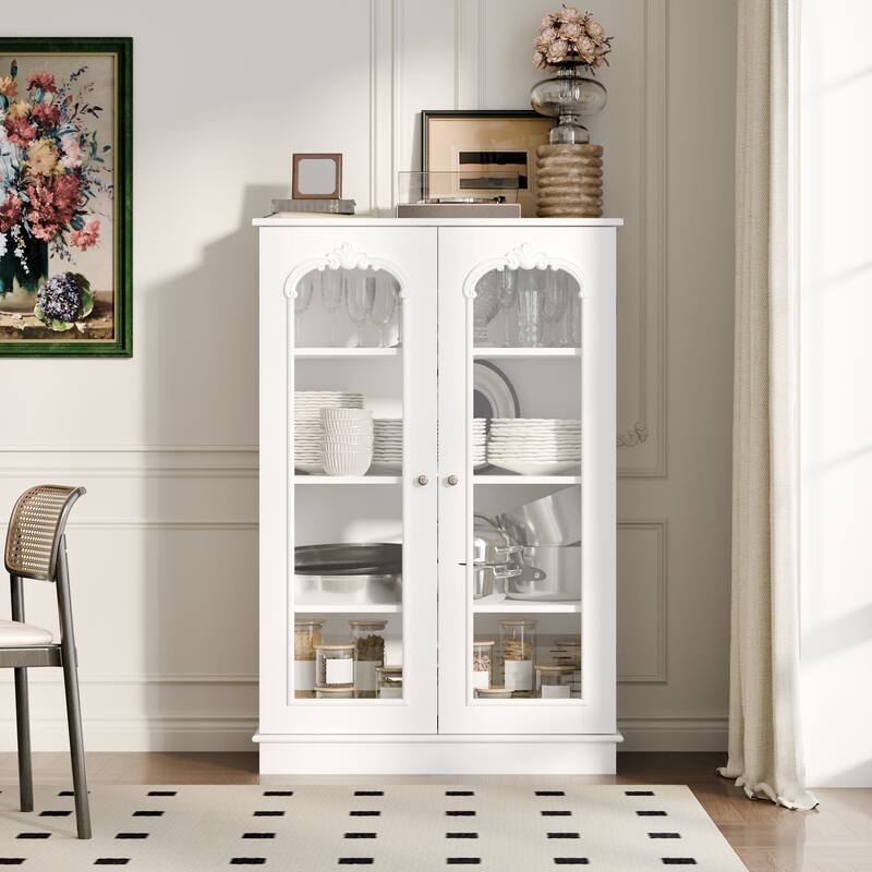 Modern Kitchen Pantry Cabinet Freestanding Storage Cabinet White Brown