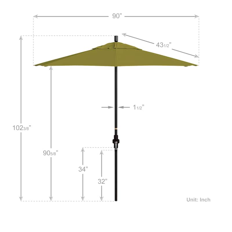 California Umbrella 7.5' Sun Master Patio Umbrella Bronze Aluminum Pole Fiberglass Ribs Crank Lift Tilt Sunbrella Cilantro