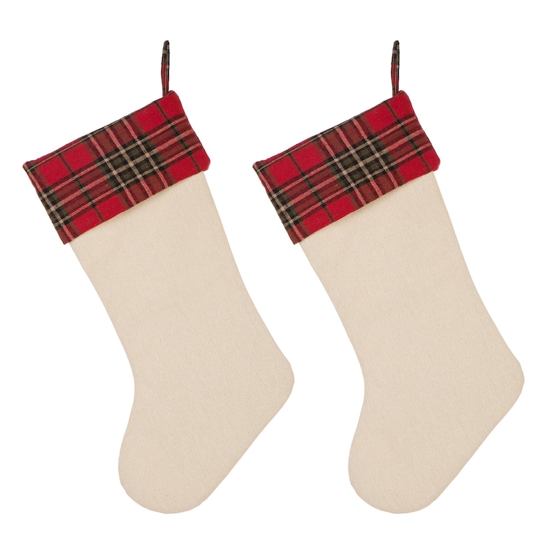 Glitzhome 21"L Embroidered Linen Red Truck Dachshund Christmas Stocking