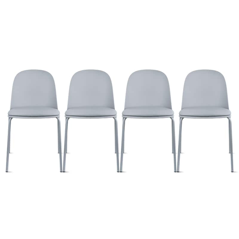 Set of 4 Plastic Dining Chairs Padded Seat Cushion For Kitchen Outdoor Patio Office Waiting Room Breakroom Guest - Grey