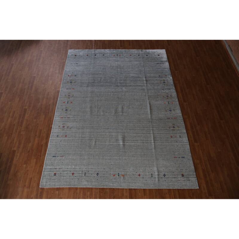 Hand Knotted Oriental 100% Wool Carpet Tribal Tribal Greys & Charcoal Gabbeh Area Rug - 12' 2'' X 8' 11''
