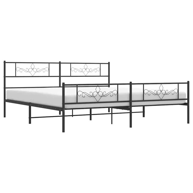 vidaXL 12 Inches Black California King Metal Bed Frame No Mattress
