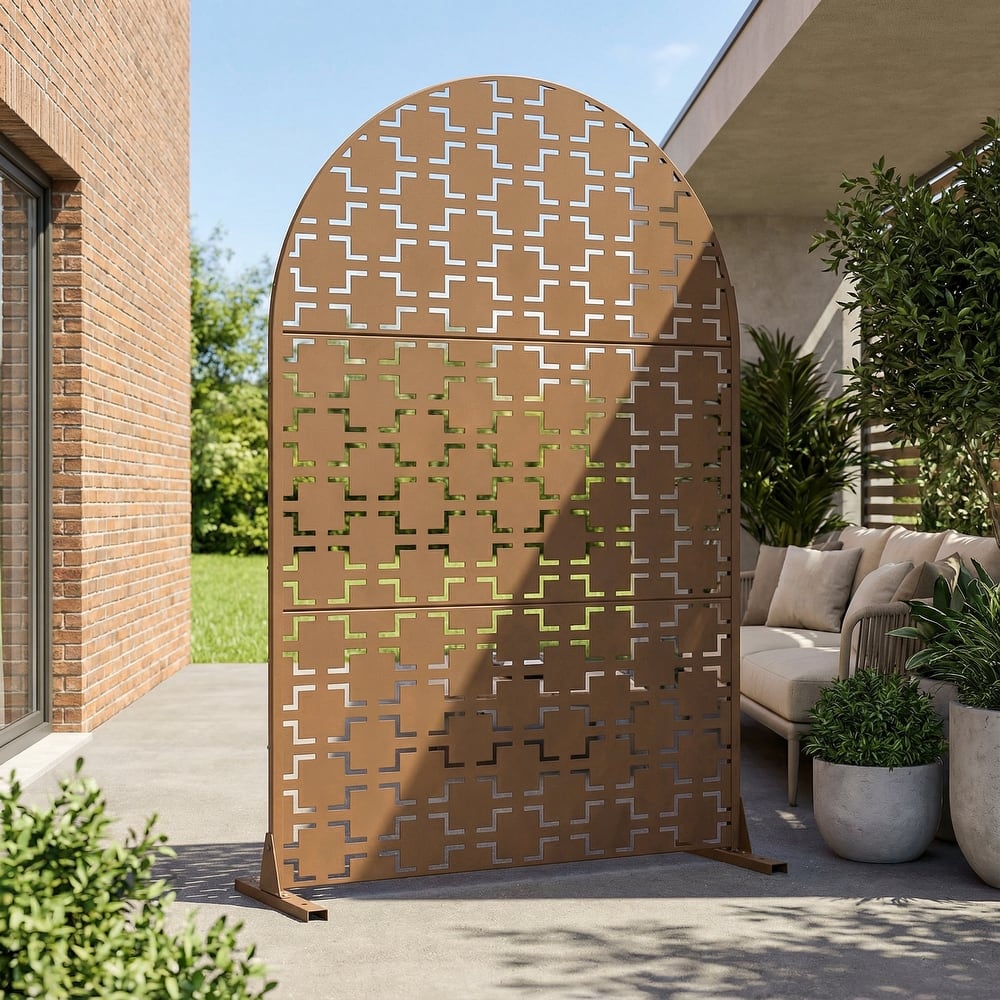 Dovelina 6ft.Outdoor Freestanding Metal Privacy Screen Decorative Garden Fence - 72"x47"