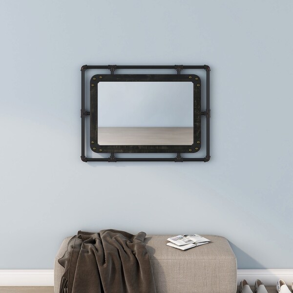 DH BASIC Frederick Industrial Pipe Metal and Bolted Wood Frame