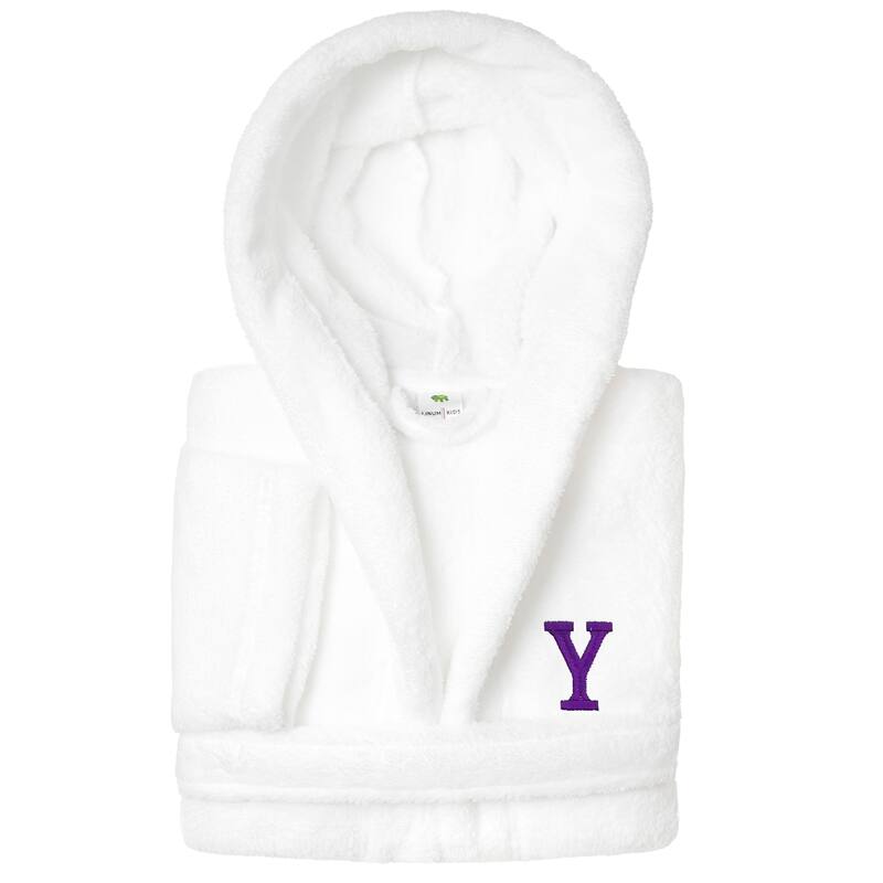 Sweet Kids 100% Polyester SUPER PLUSH Double Brushed Hooded Bathrobe with Purple Bookman Monogram - Small - Y