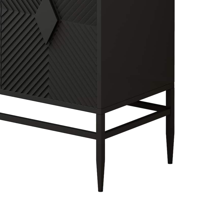 31.50" Modern 2 Door Wooden Storage Cabinet Accent Cabinet with Metal Leg Featuring Two-tier Storage
