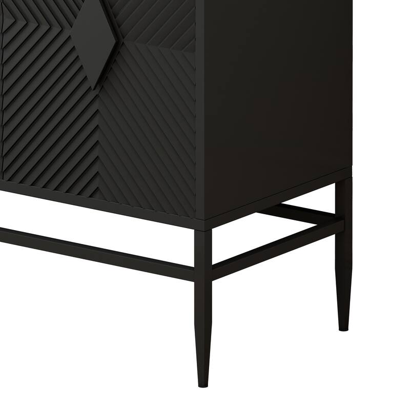 31.50" Modern 2 Door Wooden Storage Cabinet with Metal Leg