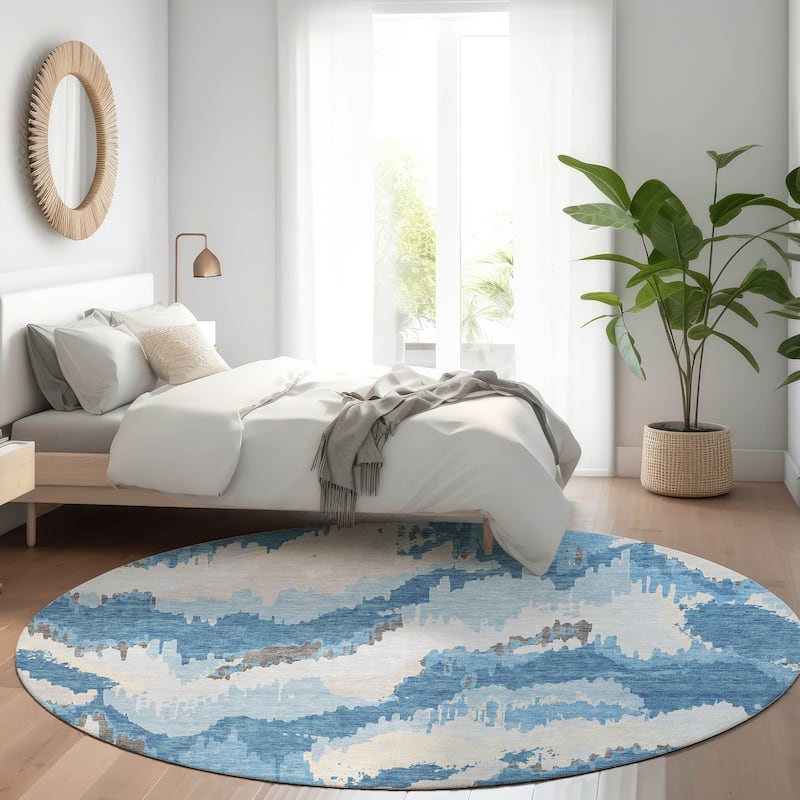 Machine Washable Indoor/ Outdoor Chantille Ombre Abstract Rug