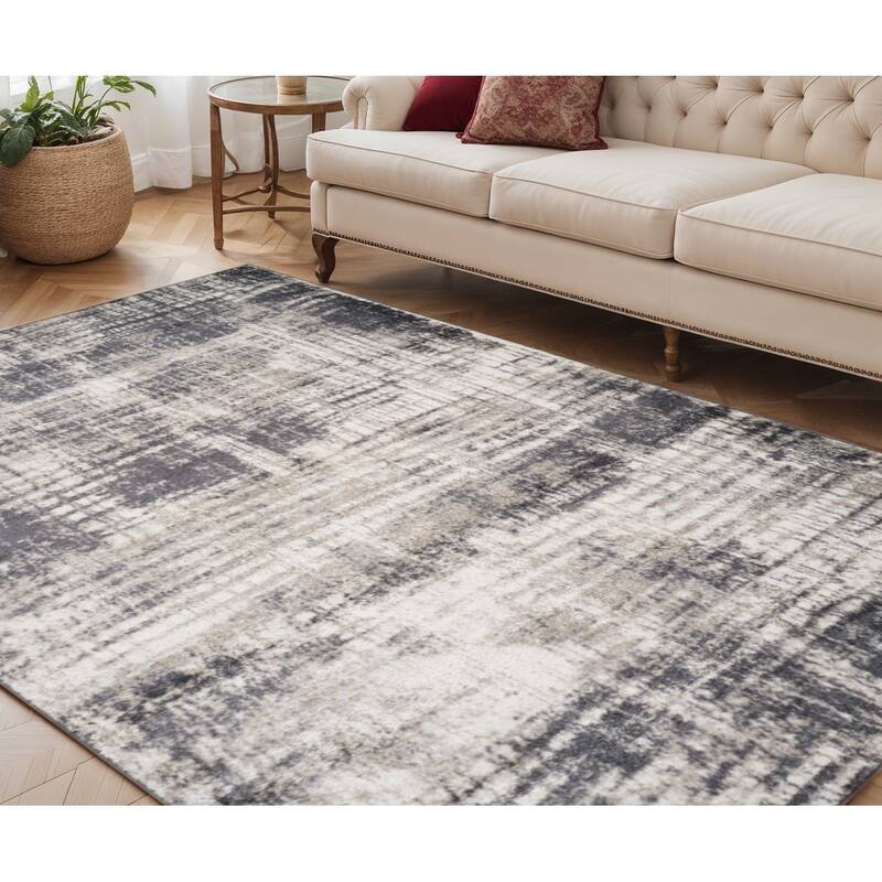 HomeRoots Abstract Modern Rectangle Area Rug - 90.00 in. x 63.00 in.  x 0.30 in.