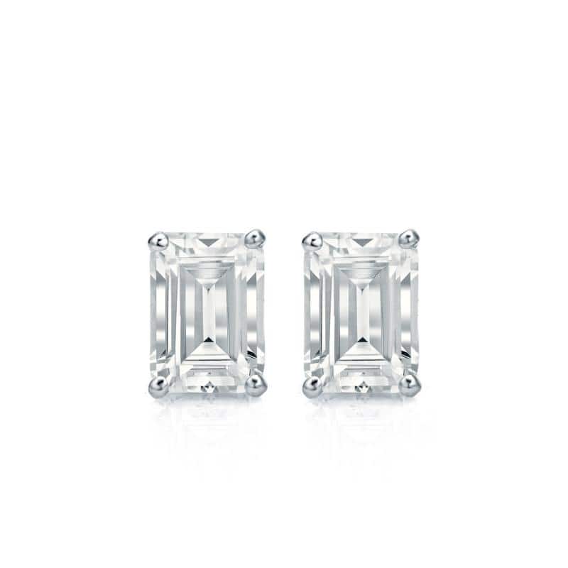 Auriya 14k Gold Lab Grown Emerald Diamond Stud Earrings 0.50 to 5.00 ct. tw. 4-Prong Basket Push-Back (F-G VS)