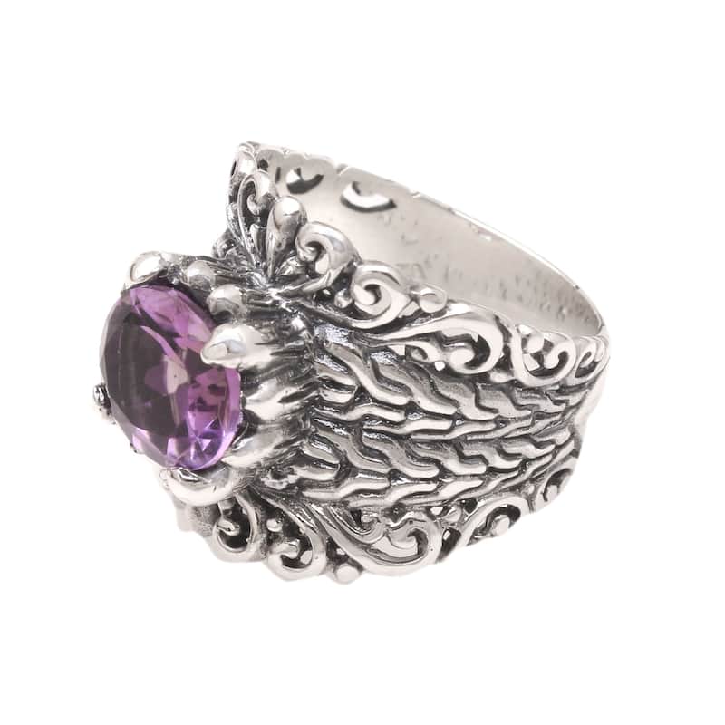Novica Handmade Promenade Amethyst Cocktail Ring