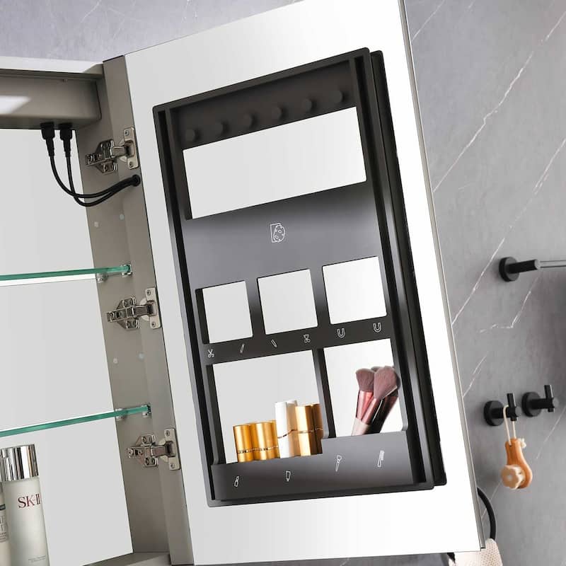 LED Lighted Medicine Cabinet with Defogger, Adjustable Brightness, USB & 3X Magnification Mirror - 30X40 in